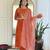 Orange embroidery viscose silk anarkali kurta set with chanderi dupatta