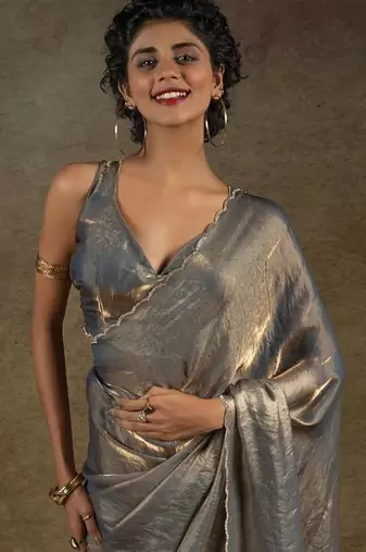 Grey Jarkhan Diamond Work silk blend Saree