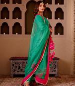 Suruchi emerald green silk hand embroidered suit set