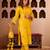 Panchi yellow silk hand embroidered suit set