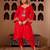 Pichwai art red silk hand embroidered suit set