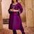 Krishika purple silk vrindavan themed hand embroidered suit set