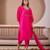 Fuchsia pink raw silk suit with hand embroidery