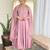 Light pink embroidery vichitra silk anarkali kurta pant set with dupatta