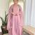 Light pink embroidery vichitra silk anarkali kurta pant set with dupatta