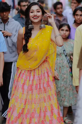 Attractive Yellow Printed Organza Haldi Wear Lehenga Choli With Dupatta