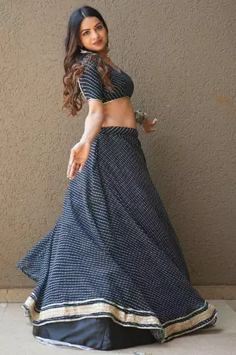 Engaging Black Leheriya Print Georgette Reception Wear Lehenga Choli