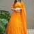 Amazing Orange Laheriya Print Georgette Haldi Wear Lehenga Choli