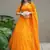 Amazing Orange Laheriya Print Georgette Haldi Wear Lehenga Choli