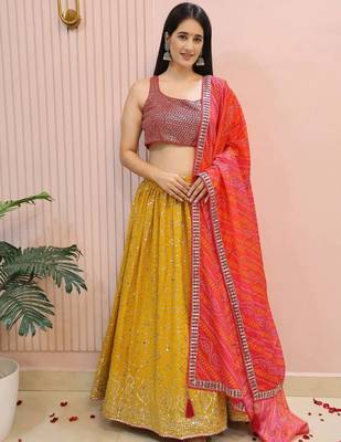 Majestic Yellow Embroidered Traditional Lehenga Choli 1