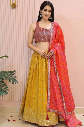 Majestic Yellow Embroidered Traditional Lehenga Choli