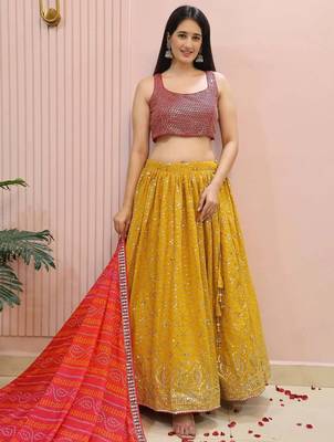 Majestic Yellow Embroidered Traditional Lehenga Choli 2