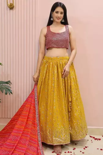 Majestic Yellow Embroidered Traditional Lehenga Choli