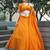 Amazing Orange Laheriya Print Georgette Haldi Wear Lehenga Choli