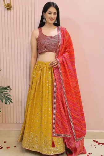 Majestic Yellow Embroidered Traditional Lehenga Choli
