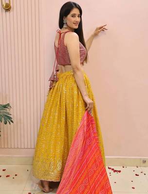 Majestic Yellow Embroidered Traditional Lehenga Choli 4
