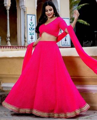 Astounding Pink Leheriya Georgette Bridesmaid Lehenga Choli 1