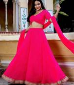 Astounding Pink Leheriya Georgette Bridesmaid Lehenga Choli