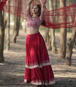 Incredible Red Sequins Georgette Designer Lehenga Choli With Dupatta