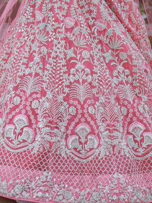 Beautiful Pink Dori Work Soft Net Ceremony Wear Lehenga Choli 4