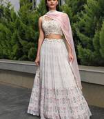 Precious Off-White Digital Printed Georgette Festival Wear Lehenga Choli