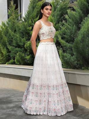 Precious Off-White Digital Printed Georgette Festival Wear Lehenga Choli 3