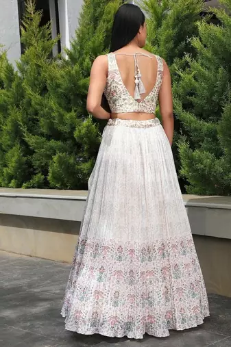 Precious Off-White Digital Printed Georgette Festival Wear Lehenga Choli