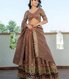 Stunning Beige Silk Sequins Party Wear Lehenga Choli With Dupatta