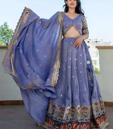 Beautiful Lavender Silk Sequins Embroidered Lehenga Choli With Dupatta