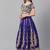 Blue & Gold-Toned Embroidered Semi-Stitched Lehenga & Unstitched Blouse with Dupatta