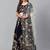 Navy Blue & Golden Semi-Stitched Lehenga with Unstitched Choli