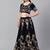 Navy Blue & Golden Semi-Stitched Lehenga with Unstitched Choli