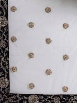 Navy Blue & Golden Semi-Stitched Lehenga with Unstitched Choli 4