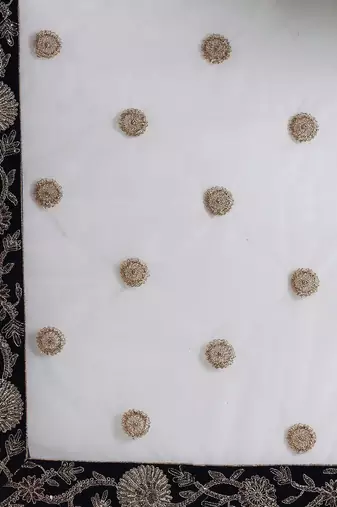 Navy Blue & Golden Semi-Stitched Lehenga with Unstitched Choli