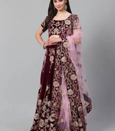 Purple & Golden Semi-Stitched Party Wear Lehenga & Unstitched Blouse with Dupatta