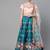 Turquoise Blue & Peach-Coloured Embroidered Semi-Stitched Lehenga & Unstitched Blouse with Dupatta