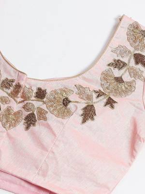 Purple & Peach-Coloured Semi-Stitched Lehenga with Unstiched Choli 4