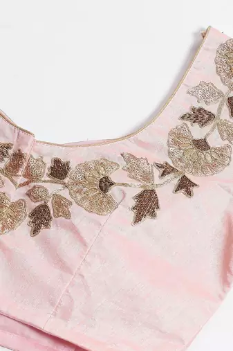 Purple & Peach-Coloured Semi-Stitched Lehenga with Unstiched Choli