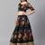 Black & Grey Printed Semi-Stitched Lehenga & Unstitched Blouse with Dupatta