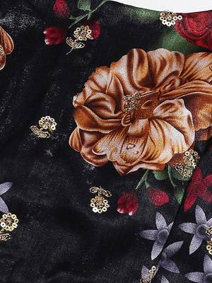 Black & Grey Printed Semi-Stitched Lehenga & Unstitched Blouse with Dupatta 4