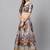 Grey & Red Printed Semi-Stitched Lehenga & Unstitched Blouse with Dupatta