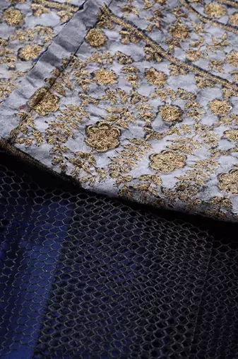 Navy Blue Embroidered Semi-Stitched Myntra Lehenga & Unstitched Blouse with Dupatta