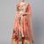Peach-Coloured & Pink Printed Semi-Stitched Lehenga & Unstitched Blouse with Dupatta