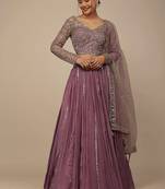 Glamorous Pink Sequins Georgette Reception Wear Lehenga Choli
