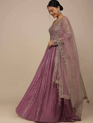 Glamorous Pink Sequins Georgette Reception Wear Lehenga Choli 2