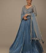 Lovely Blue Sequins Georgette Bridesmaid Lehenga Choli With dupatta