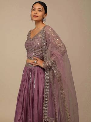 Glamorous Pink Sequins Georgette Reception Wear Lehenga Choli 3