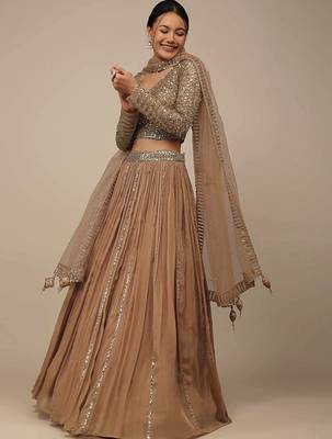Gorgeous Beige Sequins Georgette Party Wear Lehenga Choli 1
