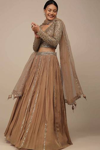 Gorgeous Beige Sequins Georgette Party Wear Lehenga Choli