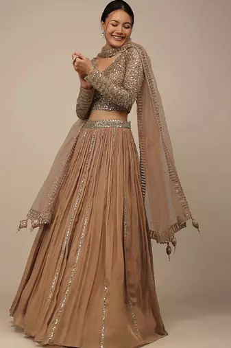 Gorgeous Beige Sequins Georgette Party Wear Lehenga Choli